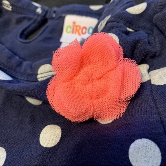 Circo Polka Dot Blue Kids Dress with Flower Accent 2T - Picture 4 of 6